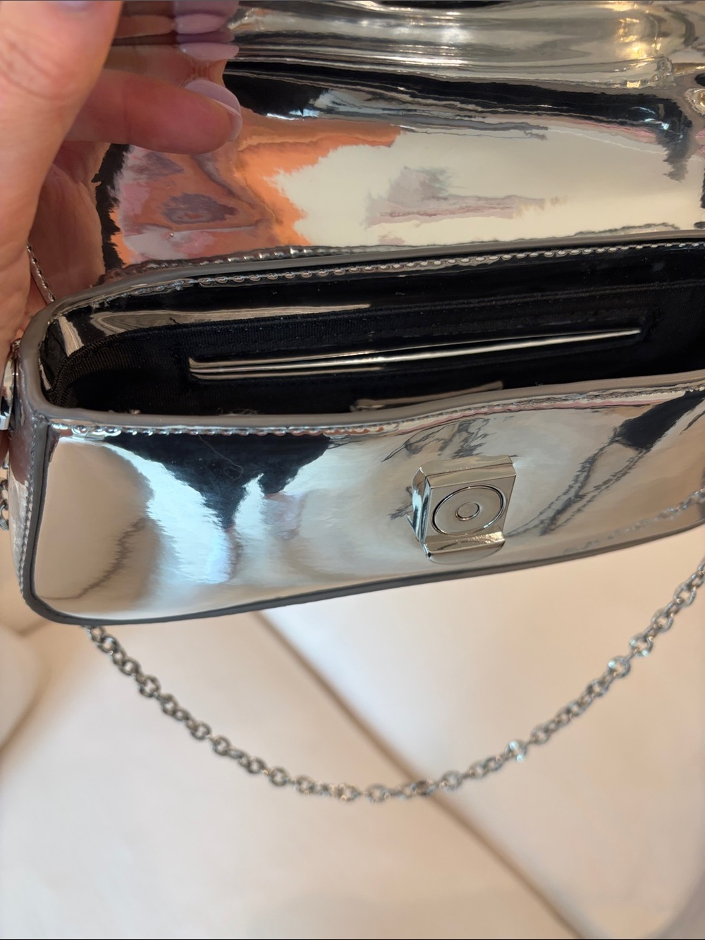 MANGO Silver/ metallic Chain-Handle Shoulder Bag - Picture 5 of 7